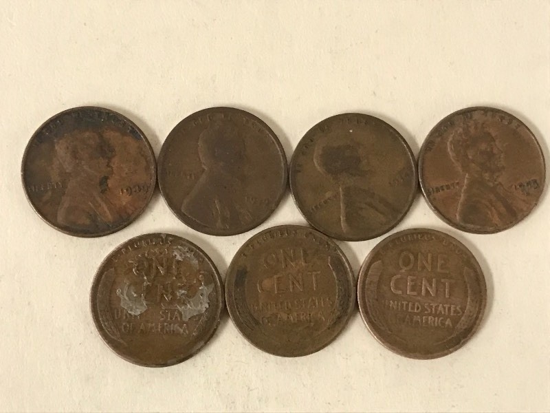 lot 62 image: (7) Lincoln Wheat Cents 1919, 1927...