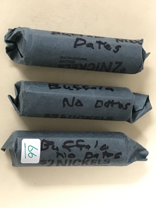 lot 66 image: (3) Rolls Of No Date Buffalo Nickel...