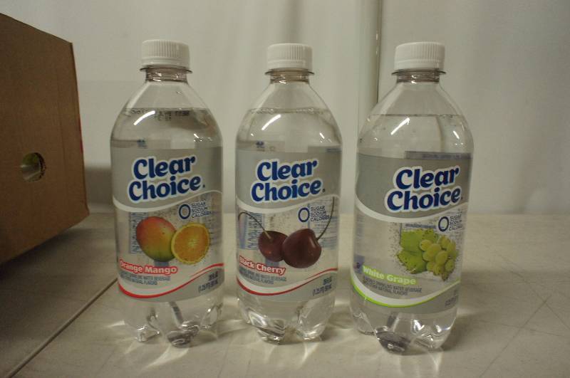 Lot of 22 Assorted Bottles of Clear Choice Sparkling Water 20 oz Per