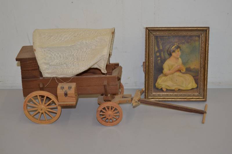 lot 122 image: Model wagon and picture