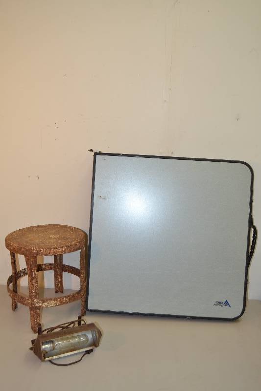 lot 161 image: Stool, folding table and vintage reading light