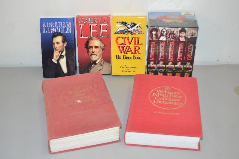 lot 14 image: VHS Tapes, and Dictonaries