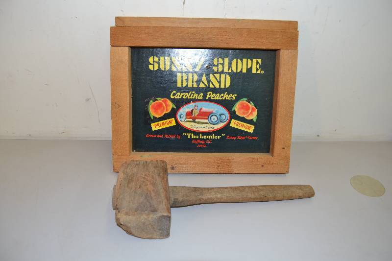 lot 75 image: Crate end and primitive hammer