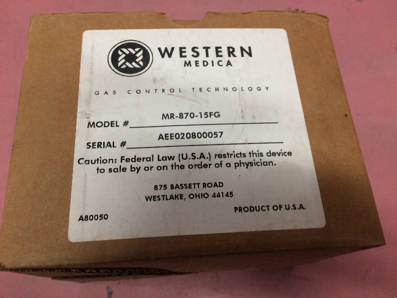 lot 8 image: New In Box - Retails New $150 - Western Medica Gas Oxygen Regulator Single-Stage Compact Regulator with CGA-870 Swivel Yoke Inlet MR-870-15FG