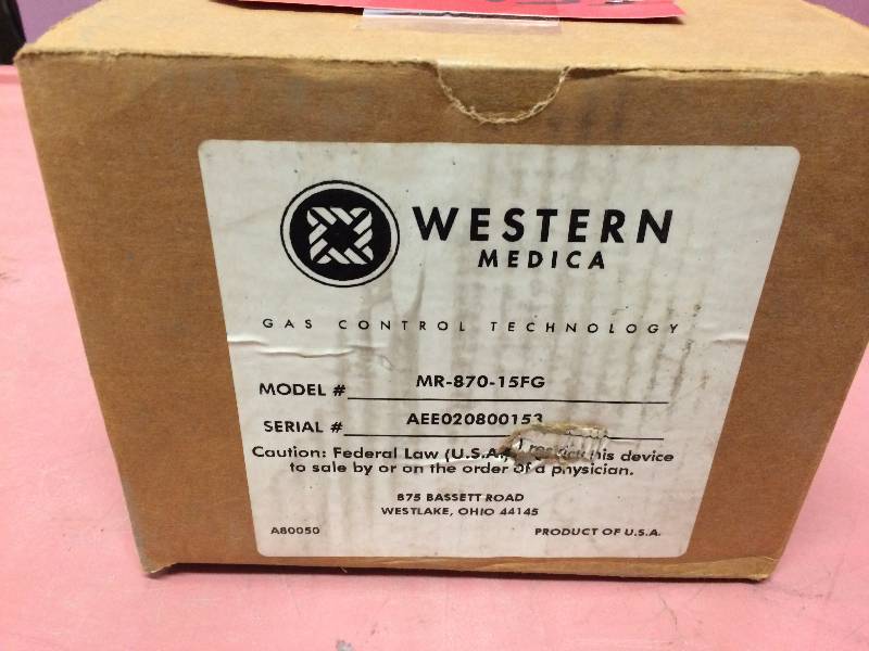 lot 9 image: New In Box - Retails New $150 - Western Medica Gas Oxygen Regulator Single-Stage Compact Regulator with CGA-870 Swivel Yoke Inlet MR-870-15FG