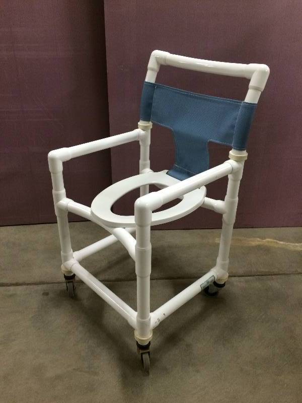 lot 48 image: Innovative Products Unlimited Mobile Deluxe Shower Commode Chair Medium With Locking Wheel Brakes - Nice Condition
