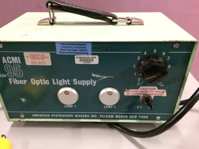 lot 78 image: ACMI FCB 95 Fiber Optic Dual Light Supply American Cystoscope maker Inc Variable Light Console - Very Nice Working Condition
