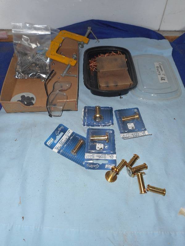 BRASS DOOR VIEWERS AND COPPER RIVETS AND MISC