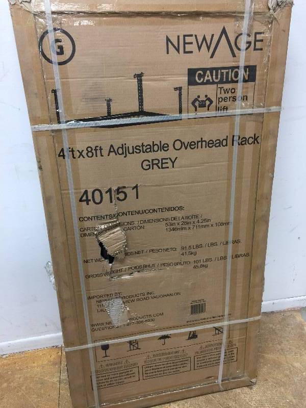 lot 9 image: NewAge Products Performance 96 in. L x 48 in. W x 42 in. H Adjustable VersaRac Ceiling Storage Rack in Gray new