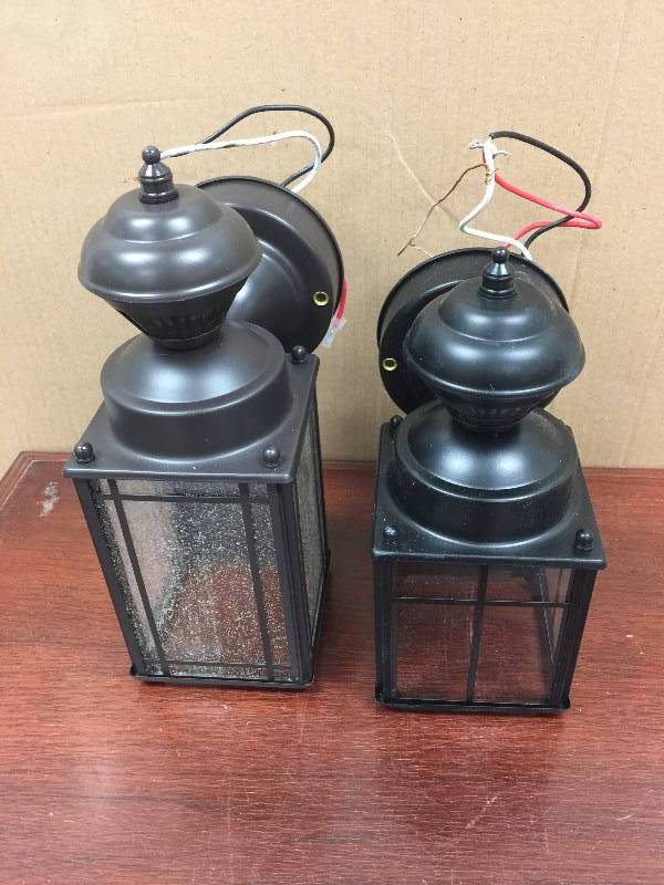 lot 35 image: Lot of 2 Hampton Bay Outdoor Motion-Sensing Lantern