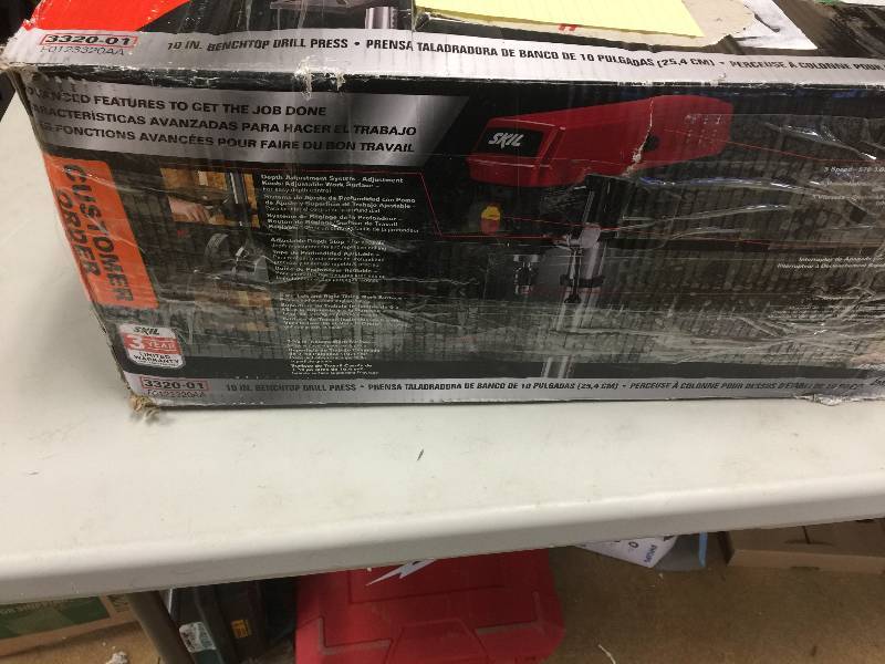lot 66 image: Skil 10 in. Portable Drill Press with Built-In Laser open box never used