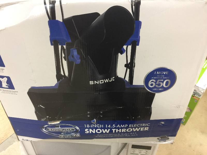 lot 80 image: Snow Joe 18 in. 14.5 Amp Electric Snow Blower with Light New