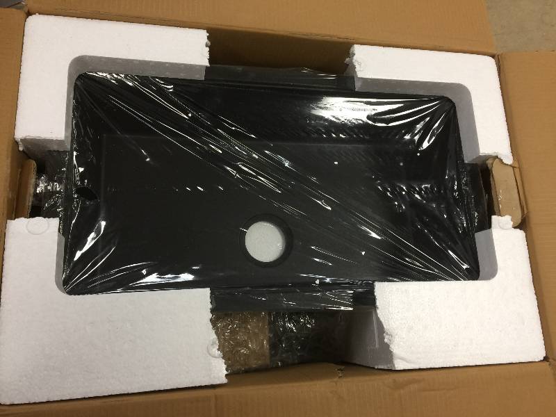 lot 83 image: KRAUS All-in-One Undermount Granite 32 in. Single Bowl Kitchen Sink in Black Onyx Model#  KGU-413B  New