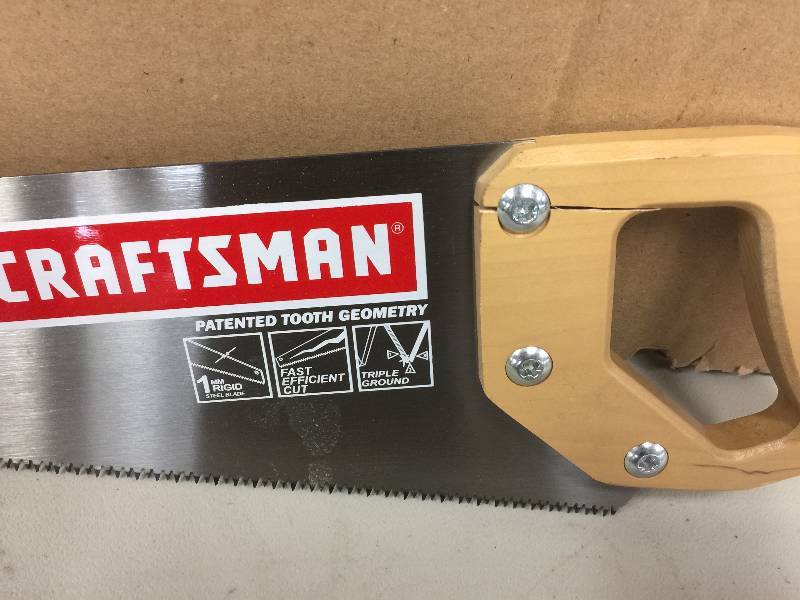 lot 93 image: Craftsman 20 in. Coarse 9 Pt. Carpenter Handsaw with Wood Handle