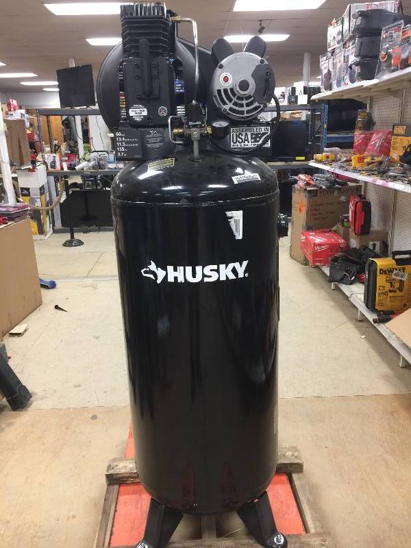 lot 104 image: Husky 60 Gal. Stationary Electric Air Compressor - 220 volt