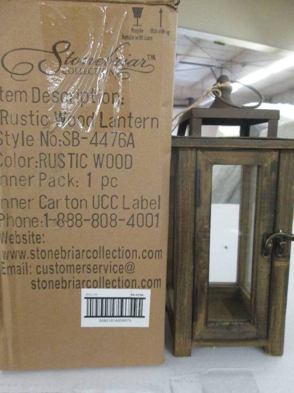 12 in. H Rustic Wood Lantern candle...