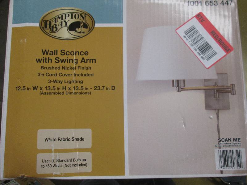 1-Light Brushed Nickel Swing Arm Sc...