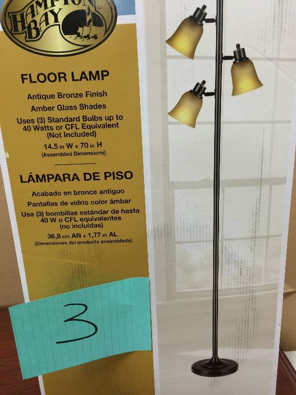 lot 3 image: Hampton Bay 70 in. Antique Bronze Track Tree Floor Lamp open box never used