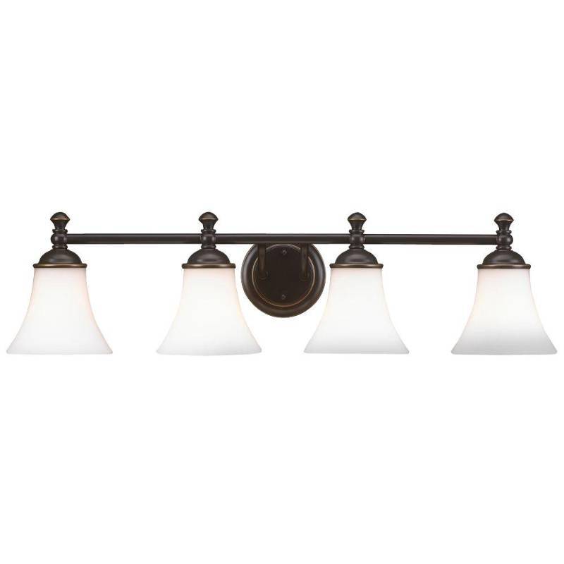 lot 12 image: Hampton Bay Crawley 4-Light Oil-Rubbed Bronze Vanity Light open box never used
