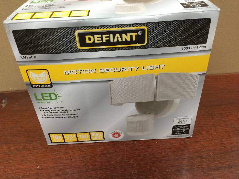 lot 17 image: 270 Degree 3-Head White LED Motion Outdoor Security Light open box