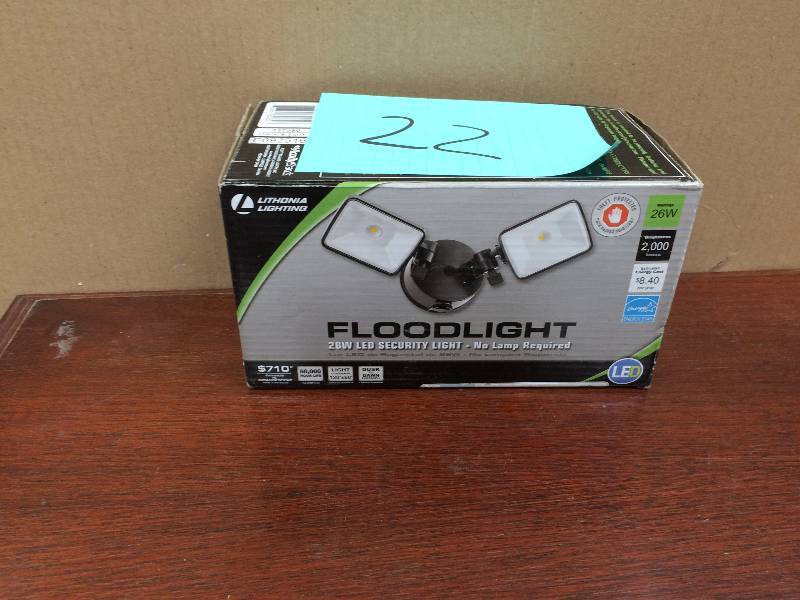 lot 22 image: Lithonia Lighting 2-Head Bronze Dusk to Dawn Outdoor LED Square Flood Light  New