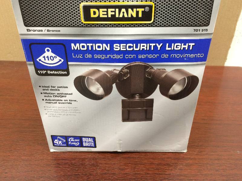 lot 23 image: Defiant 110° Bronze Motion Outdoor Security Light  open box
