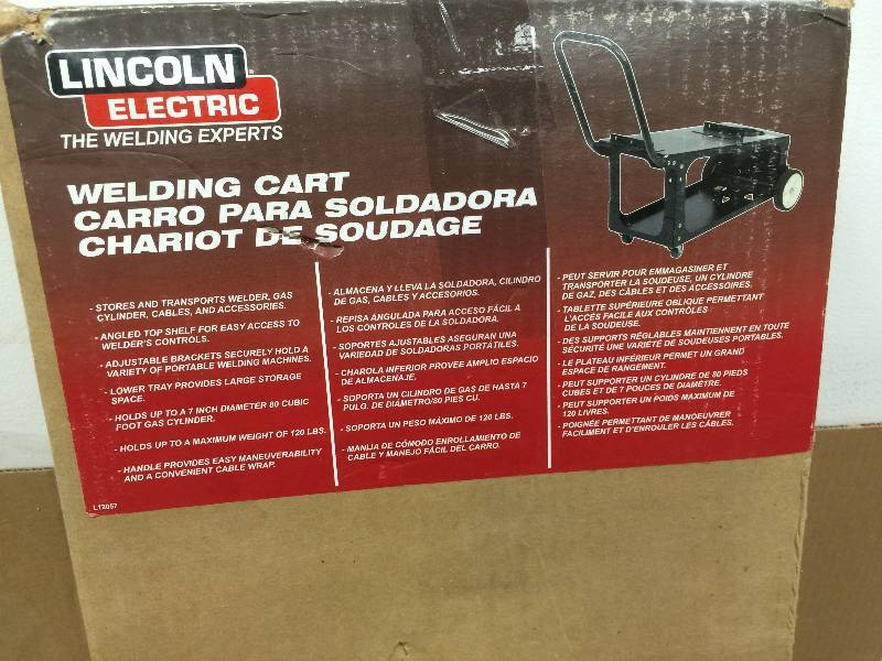 lot 34 image: Lincoln Electric Wire Feeder Welder Cart  14 in. W x 21 in. H x 28 in. D, Model# K2275-3 working condition