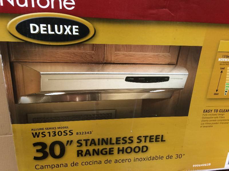 lot 37 image: NuTone Allure I Series 30 in. Convertible Range Hood in Stainless Steel brand new Model # WS130SS