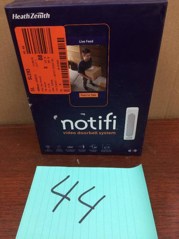 lot 44 image: Notifi Video Doorbell System good working open box never used