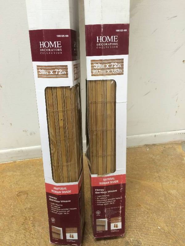 lot 49 image: Driftwood Flatweave Bamboo Roman Shade - 34 in. W x 72 in. L brand new