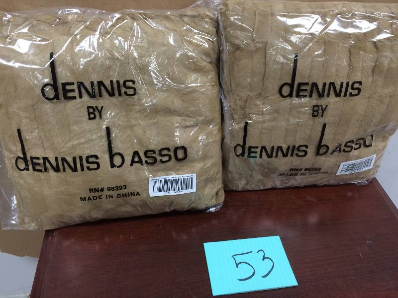 lot 53 image: dennis basso textured faux fur 18x18 pillow color camel
