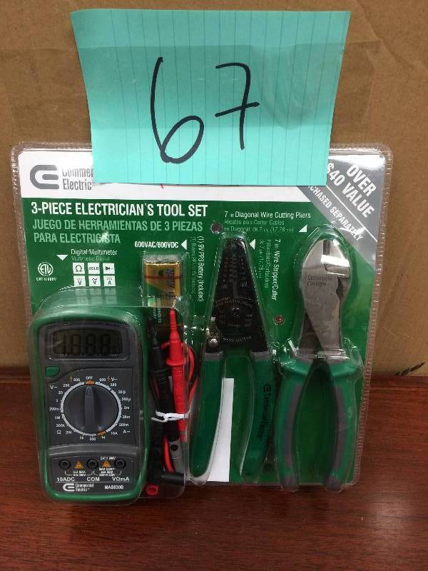 lot 67 image: commerical electric 3-piece electricians tool set good condition
