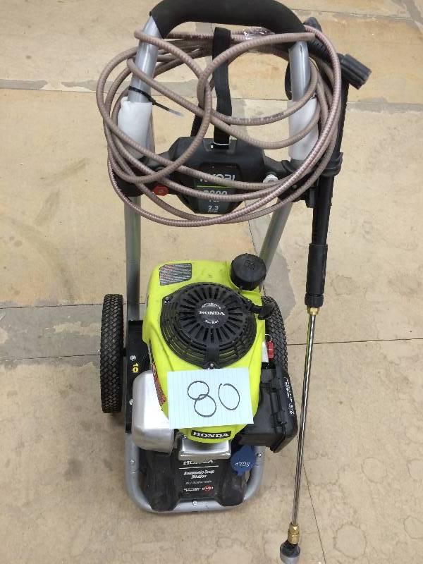 lot 80 image: Ryobi 2800-PSI 2.3-GPM Honda Power Control Gas Pressure Washer used in working conditions