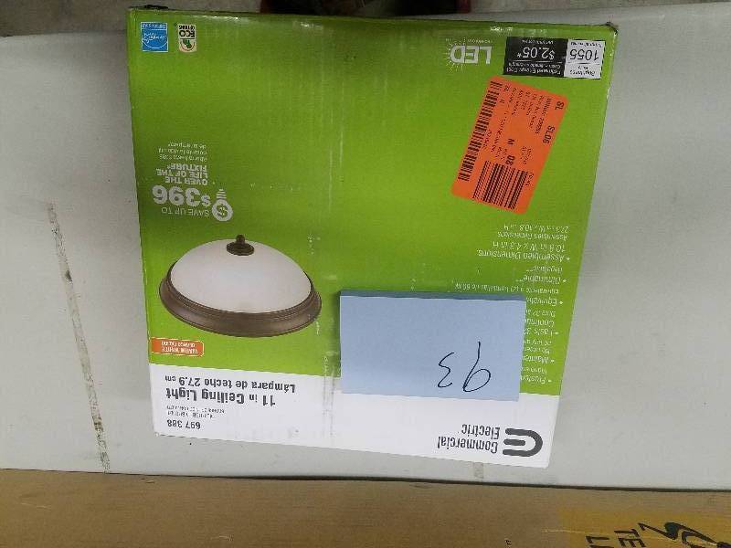 lot 93 image: Commercial Electric Oil-Rubbed Bronze LED Energy Star Flushmount open box never used