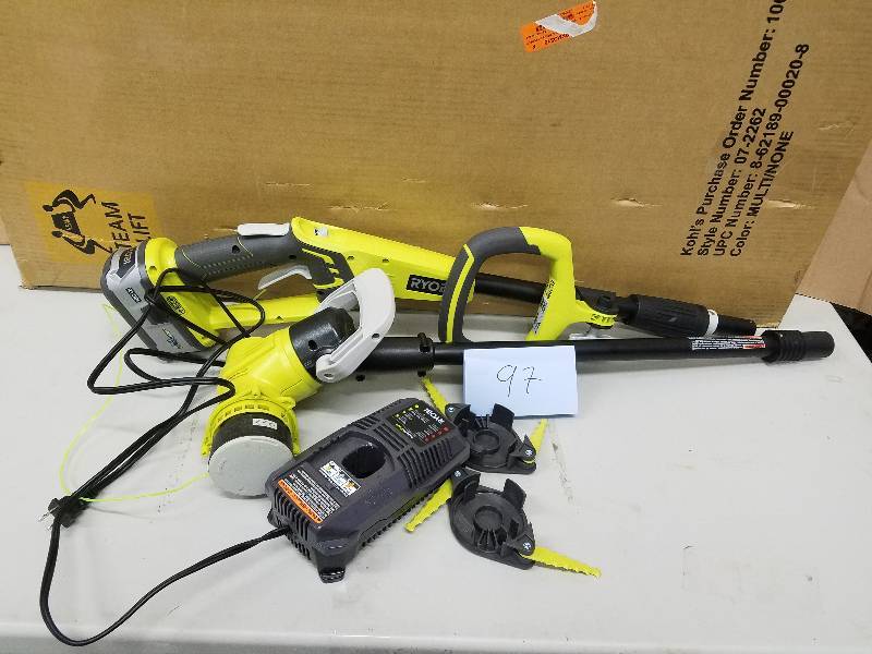 lot 97 image: Ryobi ONE 18-Volt Lithium-Ion Cordless String TrimmerEdger Model#  P2080  open box  in like new working conditions