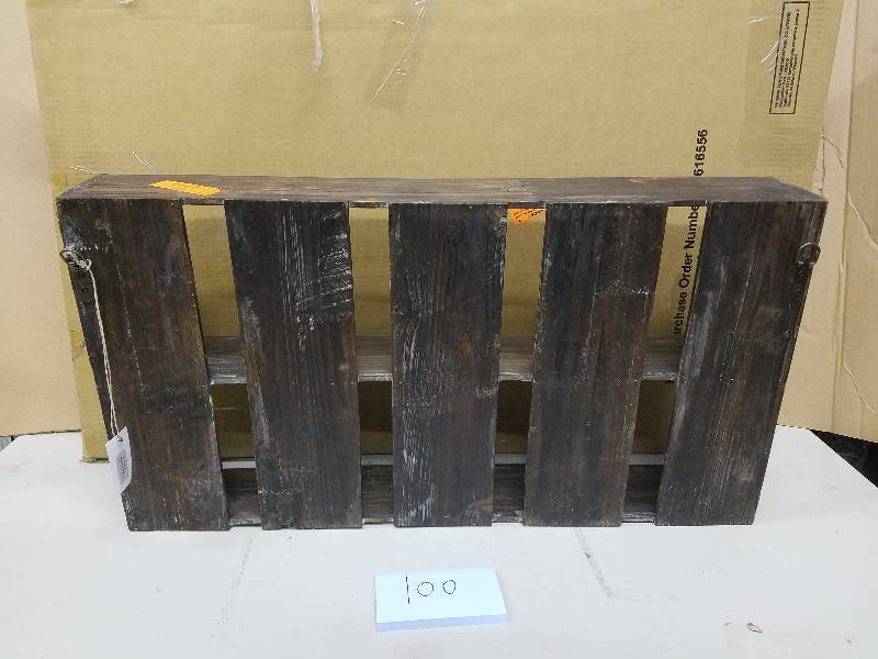 lot 100 image: Brown wood Shelf