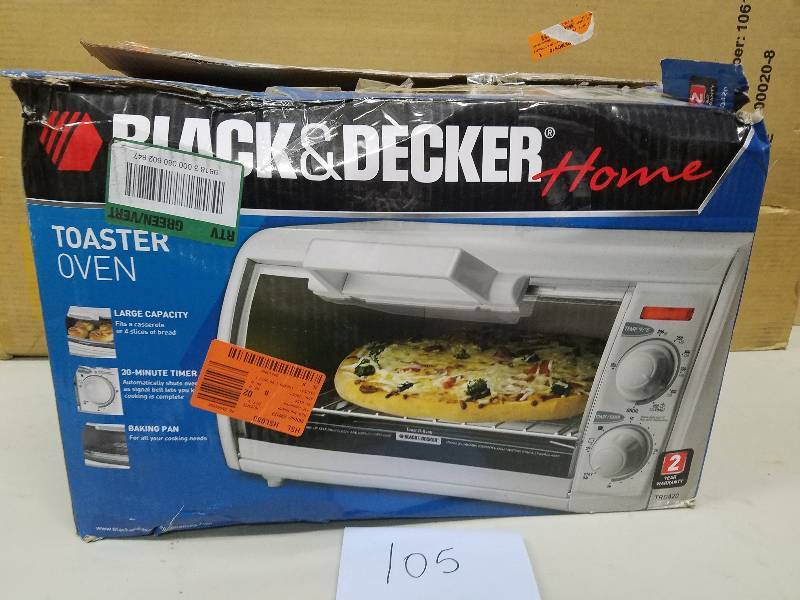 lot 105 image: BLACKDECKER Toast-R-Oven 4-Slice Countertop Toaster Oven in White open box  never used