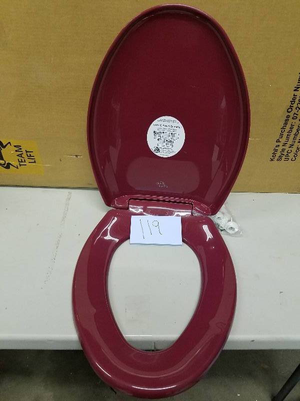 lot 119 image: ChurchBemis Church Bemis 1200SLOWT-313 Residential Plastic Elongated Closed Front Whisper Close Toilet Seat with Cover open box