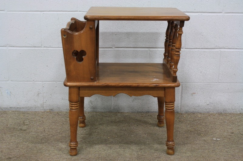lot 155 image: Wood Side Table with built in Magazine Rack