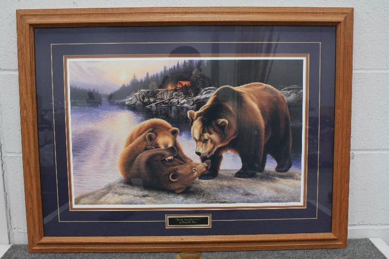 lot 32 image: Bear Cub Battle Framed Print