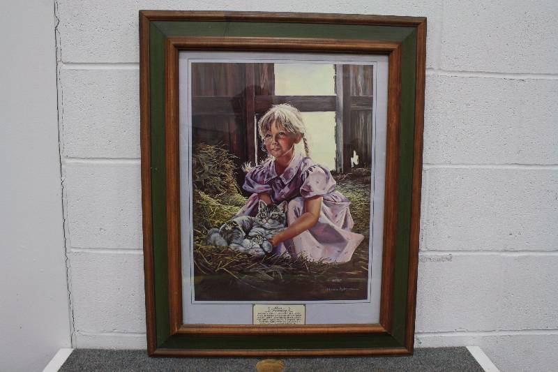 lot 171 image: Our Family Little Girl & Cat Framed Picture