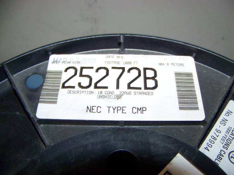 lot 49 image: (Spool - 1000) West Penn Wire, 10 Conductor, Stranded, Unshielded Cable