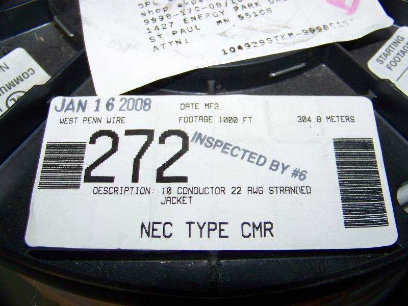 lot 48 image: (Spool - 1000) West Penn Wire, 10 Conductor, Stranded Jacket Cable