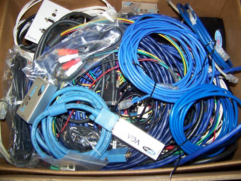 lot 101 image: (3 Large Boxes) Miscellaneous Cables, Extenders, Wall Plates  Controls and more