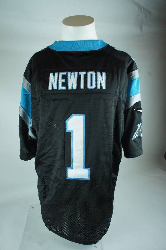 lot 2 image: Cam Newton Size Large Black Carolina Panthers Jersey
