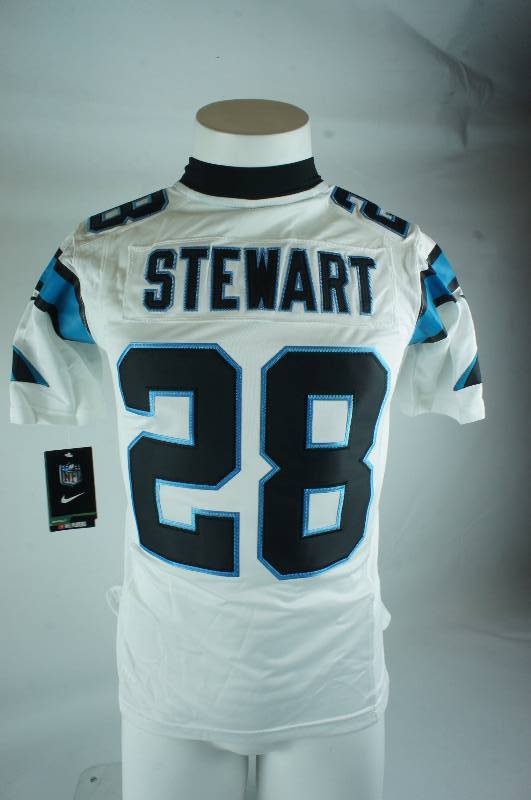 lot 3 image: Jonathan Stewart Size Youth Medium White Carolina Panthers Jersey