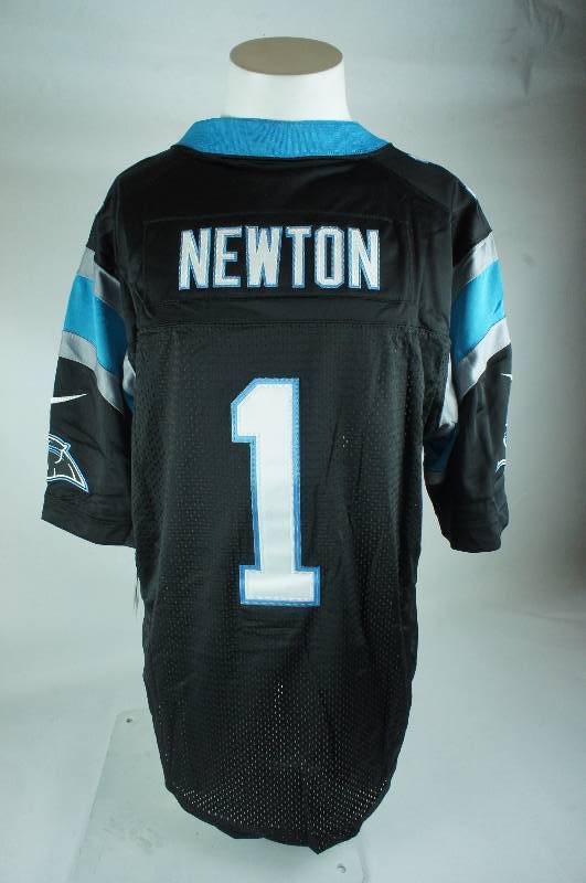 lot 13 image: Cam Newton Size Large Black Carolina Panthers Jersey