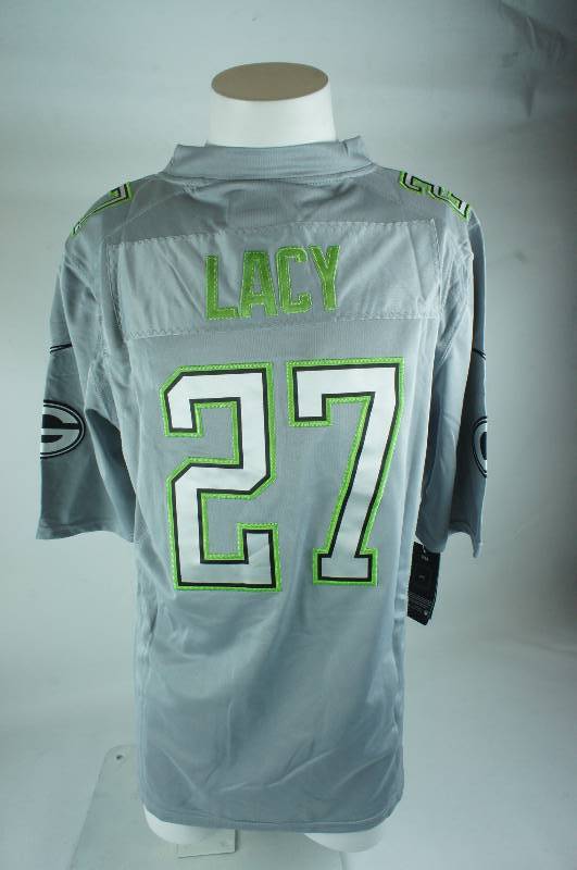 lot 15 image: Eddy Lacy Size Medium Pro Bowl Grey Green Bay Packers Jersey