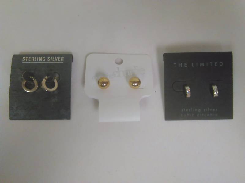 lot 12 image: Earrings (3 pr.) for pierced ears, Silver with Cubic Zirconia, Charlie, and Sterling Silver