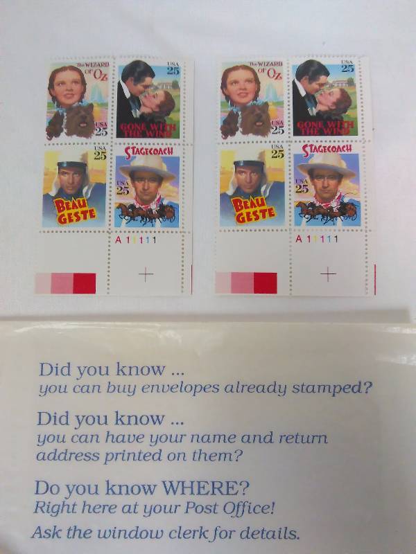 lot 73 image: 25 Cent Movie Stamps (4) x 2 sheets